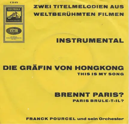 Franck Pourcel Et Son Grand Orchestre - Die Gräfin Von Hongkong /  Brennt Paris?