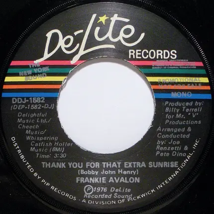 Frankie Avalon - Thank You For That Extra Sunrise