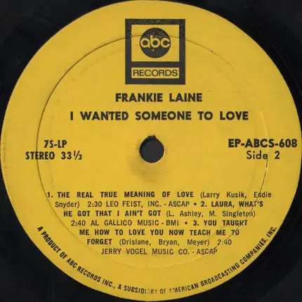 Frankie Laine - I Wanted Someone to Love