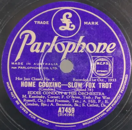 Frankie Trumbauer - Bix Beiderbecke & Eddie Lang / Eddie Condon - For No Reason At All in C / Home Cooking