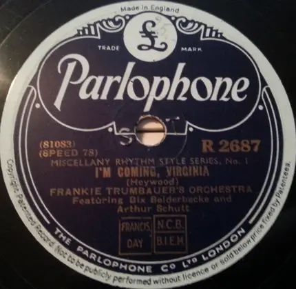 Frankie Trumbauer And His Orchestra - I'm Coming, Virginia / Way Down Yonder In New Orleans