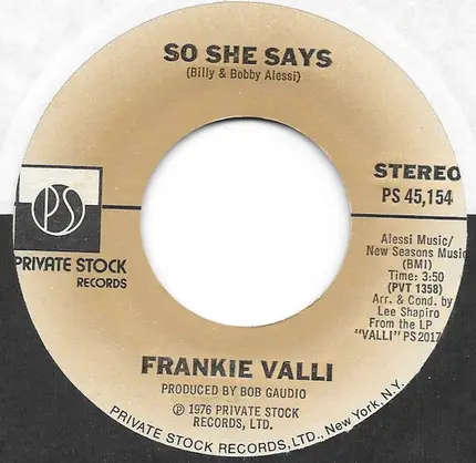 Frankie Valli - So She Says / Second Thoughts