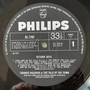 LP - Frankie Vaughan , The V Men , The Sydney Simone Orchestra - Return Date - Frankie Vaughan At The Talk Of The Town
