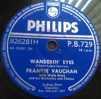 Frankie Vaughan With Wally Stott And His Orchestra And Chorus - Man On Fire / Wanderin' Eyes