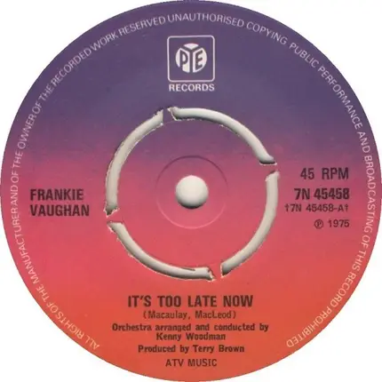 Frankie Vaughan - It's Too Late Now