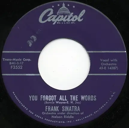Frank Sinatra - Jealous Lover / You Forgot All The Words