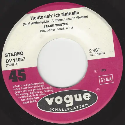 Frank Westen - Heute Seh' Ich Nathalie