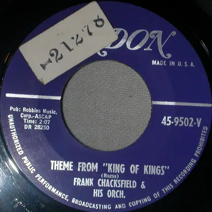 Frank Chacksfield & His Orchestra - Theme From " Francis Of Assisi" / Theme From " King Of Kings"
