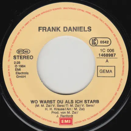 Frank Daniels - Wo Warst Du, Als Ich Starb
