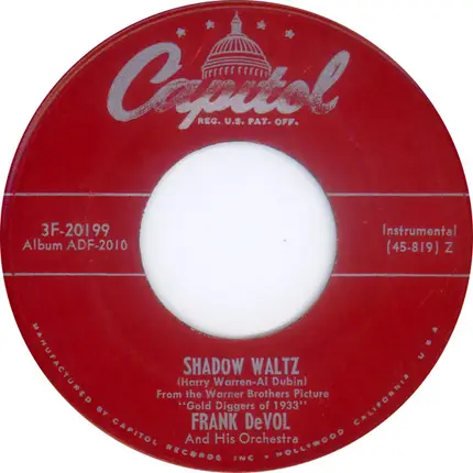 Frank De Vol And His Orchestra - One Night Of Love / Shadow Waltz