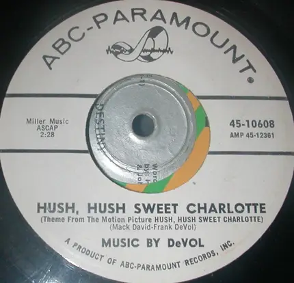 Frank De Vol - The Theme From Peyton Place / Hush, Hush Sweet  Charlotte