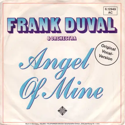 Frank Duval & Orchestra - Angel Of Mine