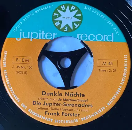 Frank Forster , Die Jupiter Serenaders - Wenn Deine Freunde Scheiden / Dunkle Nächte