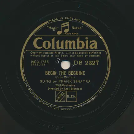 Frank Sinatra With Orchestra Directed By Axel Stordahl - All Through The Day / Begin The Beguine