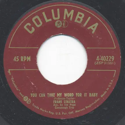 Frank Sinatra - I'm Glad There Is You / You Can Take My Word For It, Baby