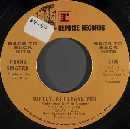 Frank Sinatra - The September Of My Years / Softly, As I Leave You