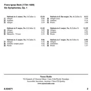 CD - Franz Ignaz Beck , New Zealand Chamber Orchestra , Donald Armstrong - Six Symphonies, Op. 1