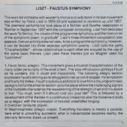CD - Liszt - Faustsinfonie Nach Goethe Für Großes Orchester, Tenorsolo Und Männerchor Faustus Symphony