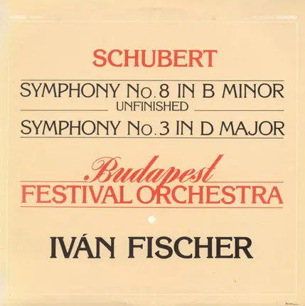 Franz Schubert , Ivan Fischer , Budapest Festival Orchestra - Symphony No. 8 In B Minor Unfinished / Symphony No. 3 In D Major