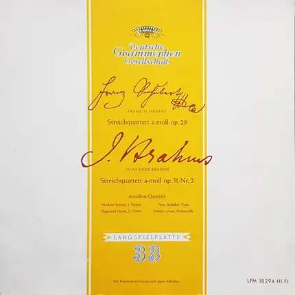 Schubert, Brahms - Streichquartett A-Moll Op. 29 / Streichquartett A-Moll Op. 51 Nr. 2