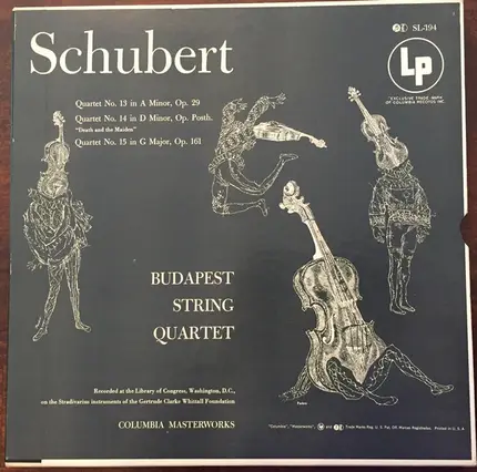 Franz Schubert / Budapest String Quartet - Quartet N. 13 In A Minor, Op. 29 / Quartet No. 14 In D Minor, Op. Posth. "Death And The Maiden" / Q