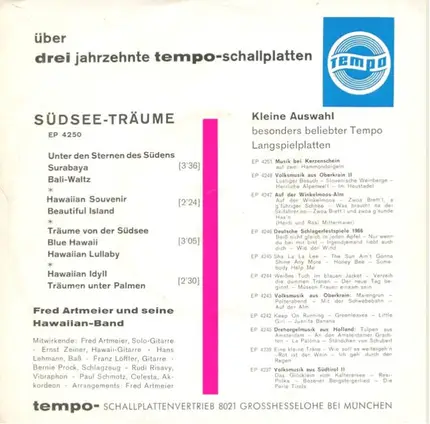Fred Artmeier Und Seine Hawaiian-Band - Südsee-Träume