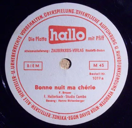 Fred Hollerbach Studio Combo / Alric Gleiser Quartett - Bonne Nuit Ma Chérie / Marguerita