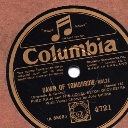 Fred Rich and His Hotel Astor Orchestra - Dawn Of Tomorrow / Polly