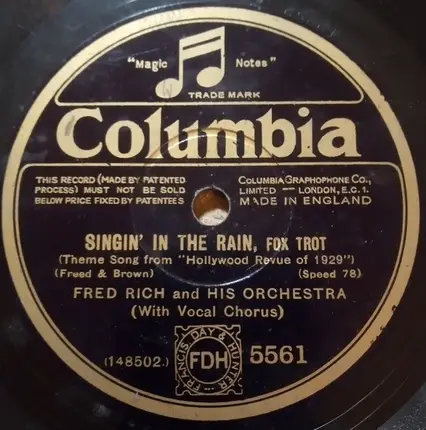 Fred Rich And His Orchestra - Singin' In The Rain / Nobody But You