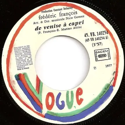 Frédéric François - De Venise À Capri / Fou De Toi