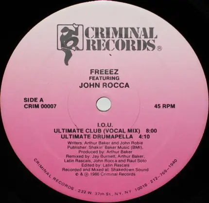 Freeez Featuring John Rocca - I.O.U. (Ultimate Club)