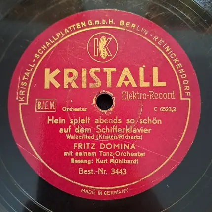 Fritz Domina Mit Seinem Tanz-Orchester - Wenn Auf Der Alm Die Zither Erklingt / Hein Spielt Abends So Schön Auf Dem Schifferklavier
