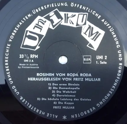 Fritz Muliar - Rosinen Von Roda Roda - Herausgelesen Von Fritz Muliar