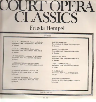 Frieda Hempel - Court Opera Classics
