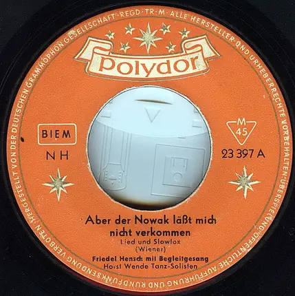 Friedel Hensch Mit Horst Wende Tanz-Solisten - Aber Der Nowak Läßt Mich Nicht Verkommen / Die Männer, Ja Die Männer