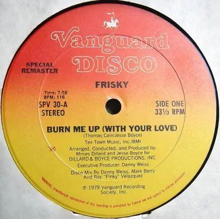 Frisky - Burn Me Up (With My Love) / You've Got Me Dancing In My Sleep