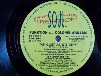 Funktion Feat. Colonel Abrams - As Quiet As It's Kept