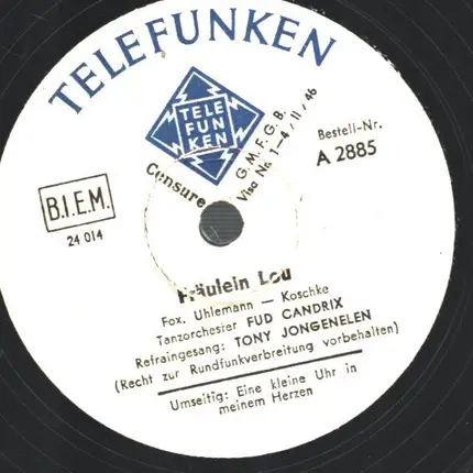 Fud Candrix Et Son Orchestre - Fräulein Lou / Eine Kleine Uhr In Meinem Herzen