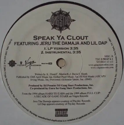 Gang Starr - Code Of The Streets / Speak Ya Clout