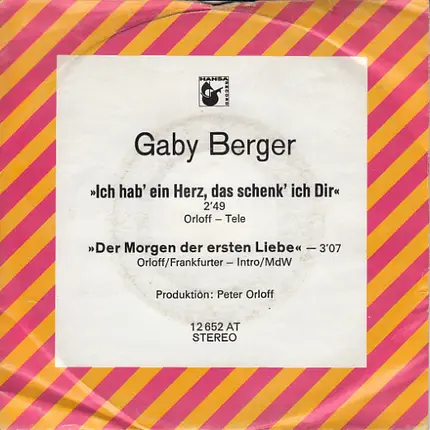 Gaby Berger - Ich Hab' Ein Herz, Das Schenk' Ich Dir