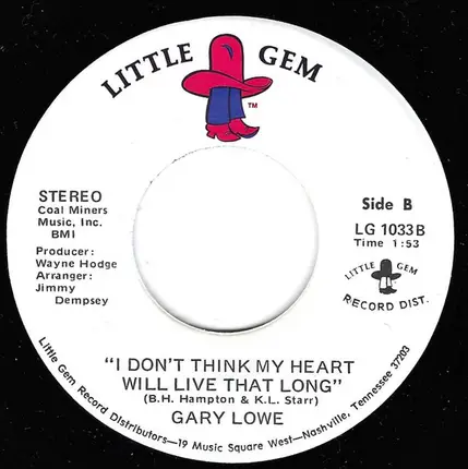 Gary Lowe - Me Touching You / I Don't Think My Heart Will Live That Long