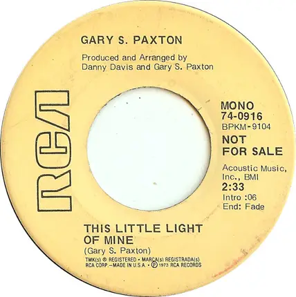 Gary Paxton - This Little Light Of Mine