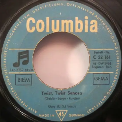 Gary U.S. Bonds - Food Of Love / Twist, Twist Senora