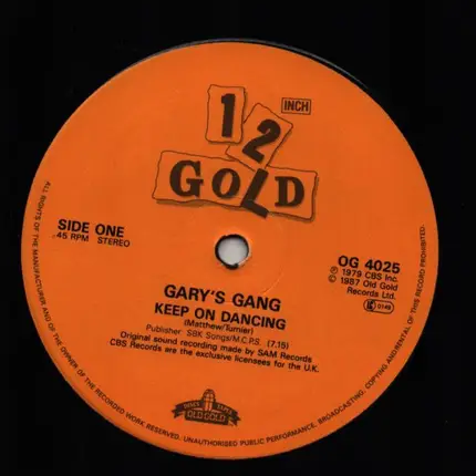 Gary's Gang - Keep On Dancing / Let's Love Dance Tonight