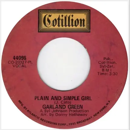 Garland Green - Plain And Simple Girl / Hey Cloud