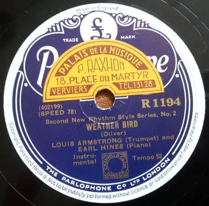 Garland Wilson / Louis Armstrong And Earl Hines - Rockin' Chair / Weather Bird