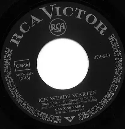 Gastone Parigi E Il Suo Complesso - Te Lo Leggo Negli Occhi / Ich Werde Warten