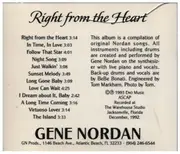 CD - Gene Nordan - Right From The Heart