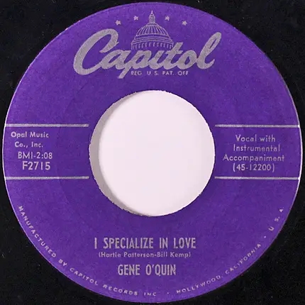 Gene O'Quin - I Specialize In Love / Too Hot To Handle
