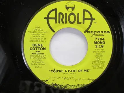 Gene Cotton With Kim Carnes - You're A Part Of Me